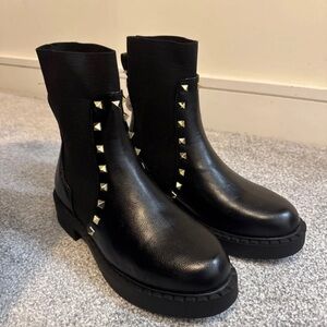 ASOS Black Ankle Boots with Gold Studs